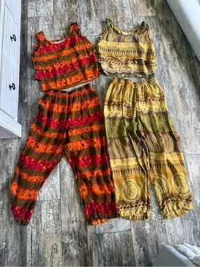 2 for $30 sale: Vintage rayon bohemian festival sets - red and green (read) M